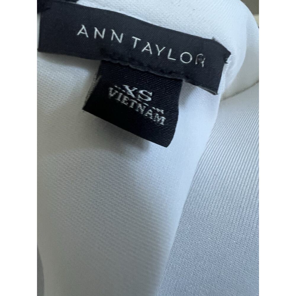 Ann Taylor White Black Polka Dot Shift A Line Dress Sleeveless Mock Neck Sz XS - Picture 3 of 4